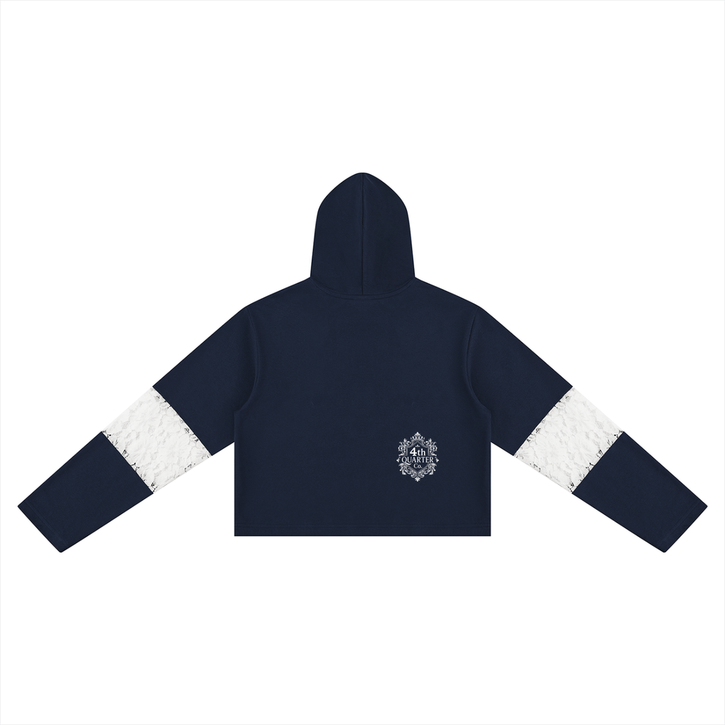 Women’s Cropped Lace-Panel Hoodie