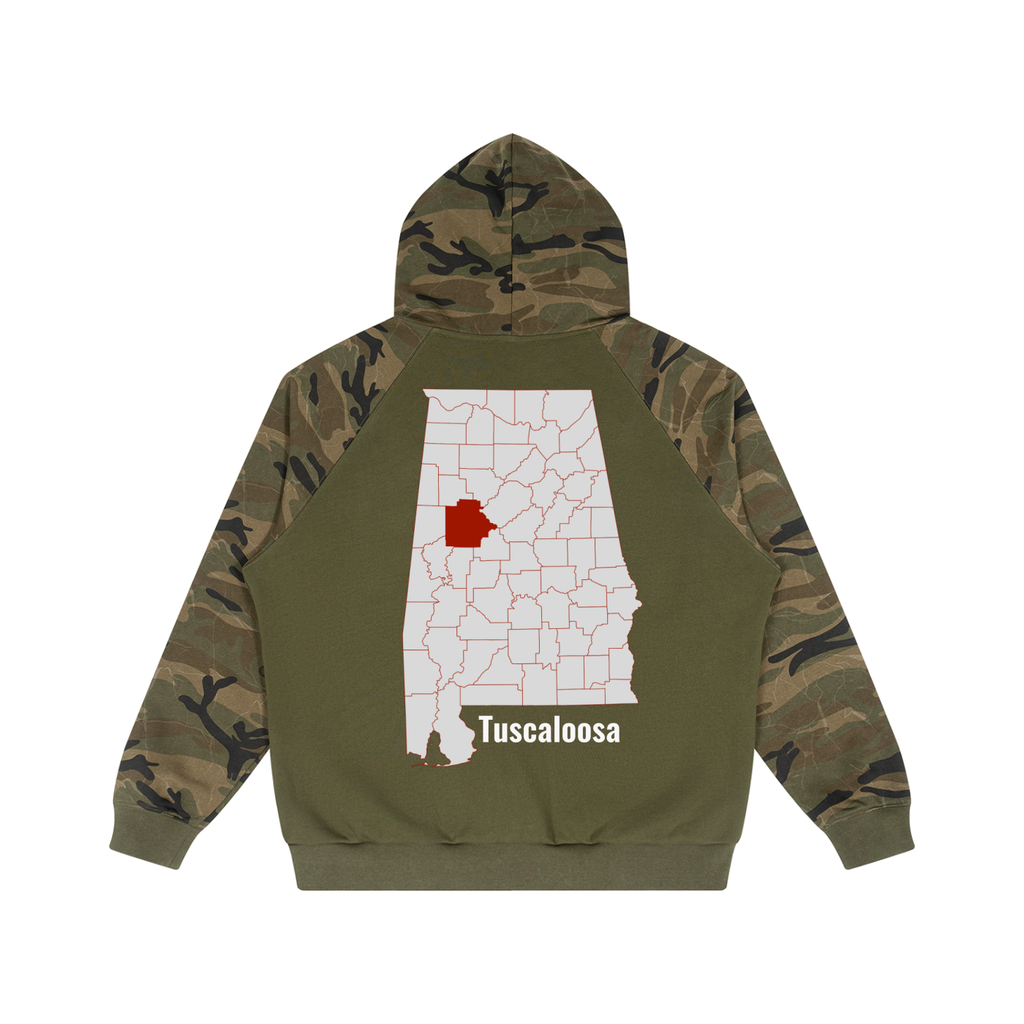 Camo-Splice Raglan Zip Hoodie