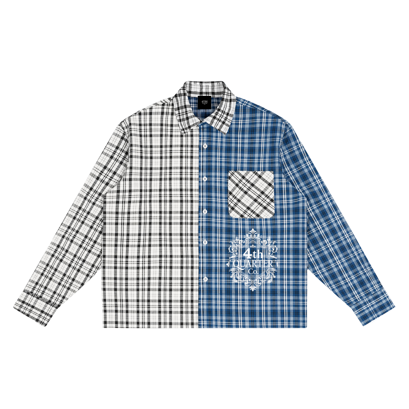 Unisex Oversized Plaid Color Block Shirt