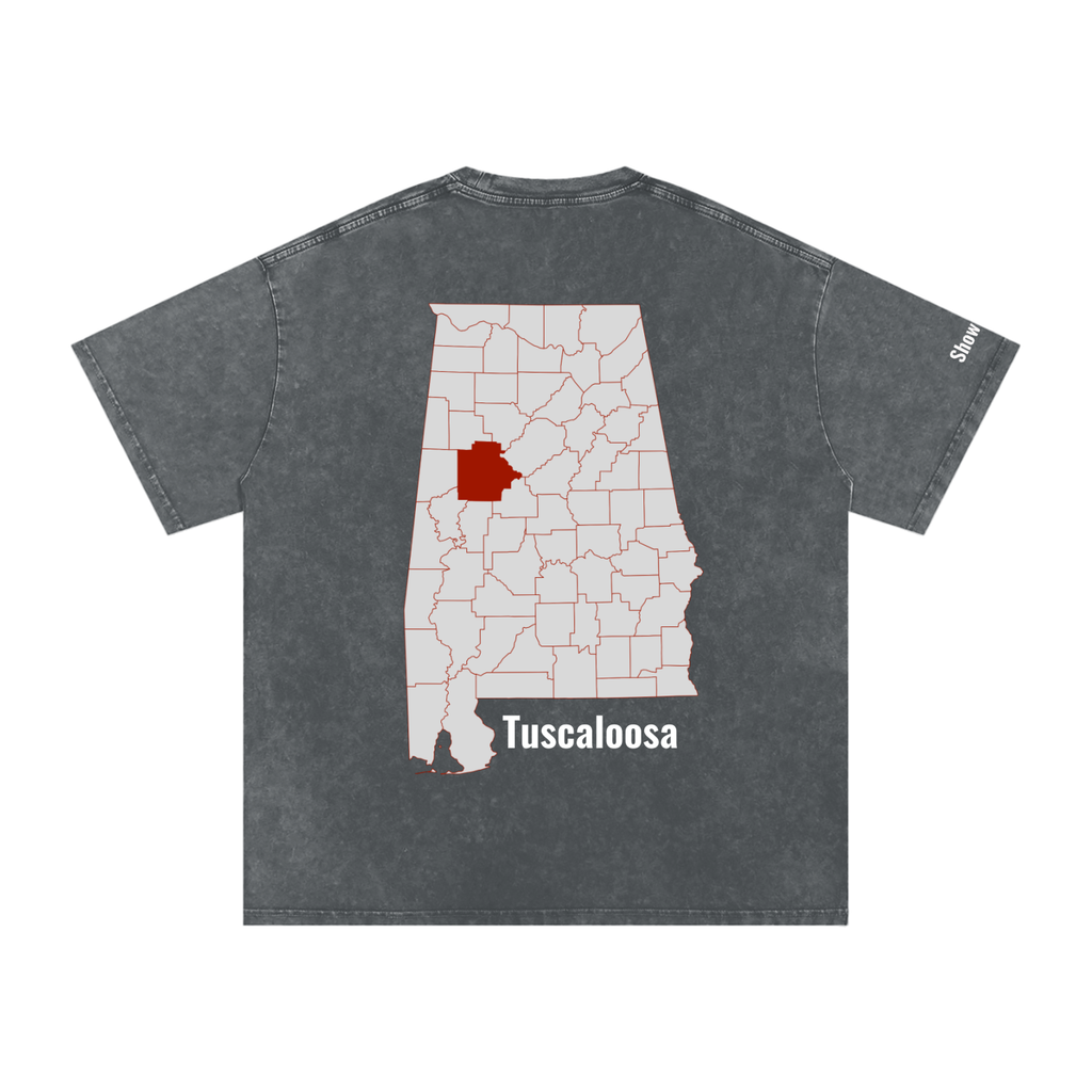 Tuscaloosa On the Map - Snow Washed Oversized Cotton T-Shirt