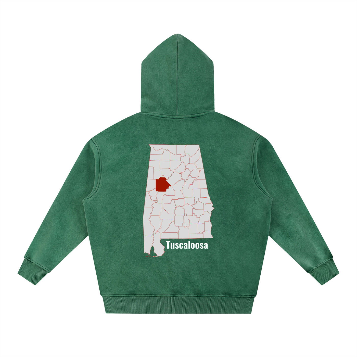 Tuscaloosa on the Map - Snow Wash Fleece Oversize Hoodie