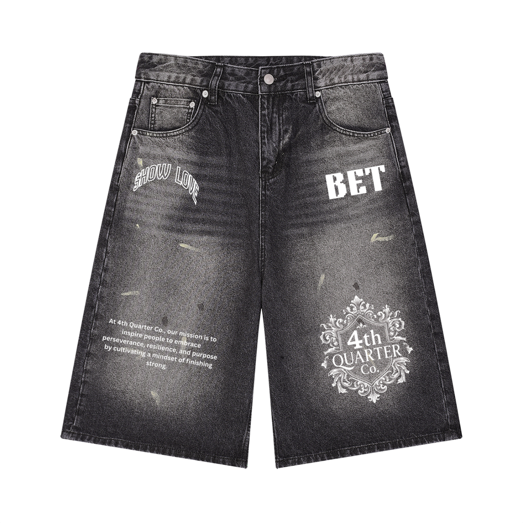 Men’s Vintage Wash Wide Leg Denim Shorts