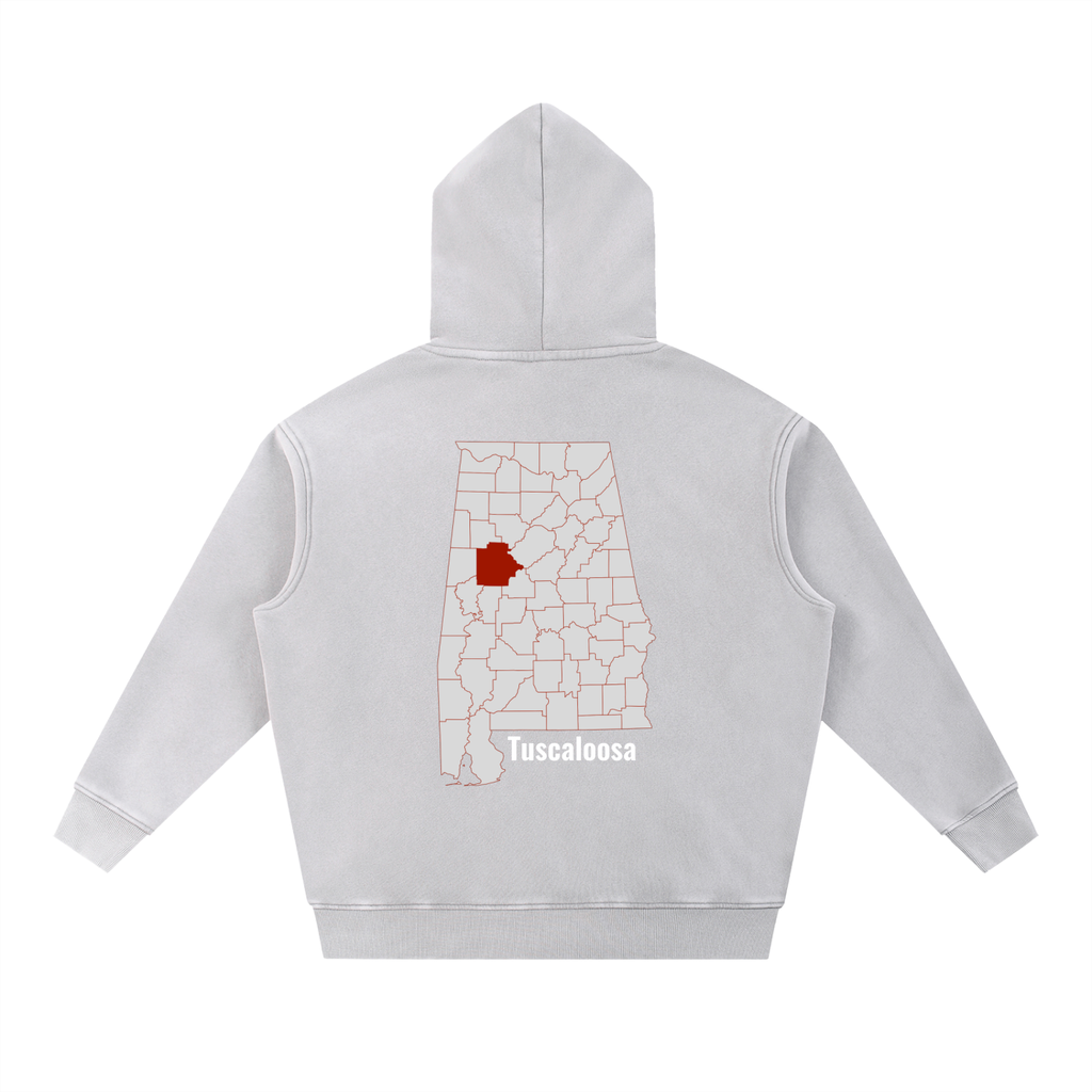 Tuscaloosa on the Map - Snow Wash Fleece Oversize Hoodie