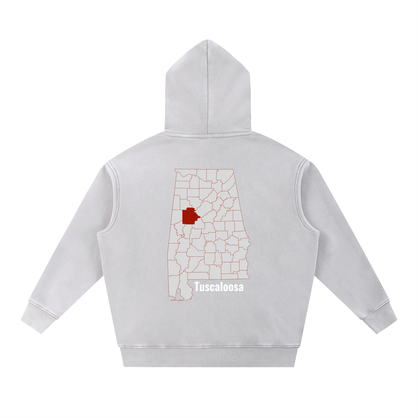 Tuscaloosa on the Map - Snow Wash Fleece Oversize Hoodie