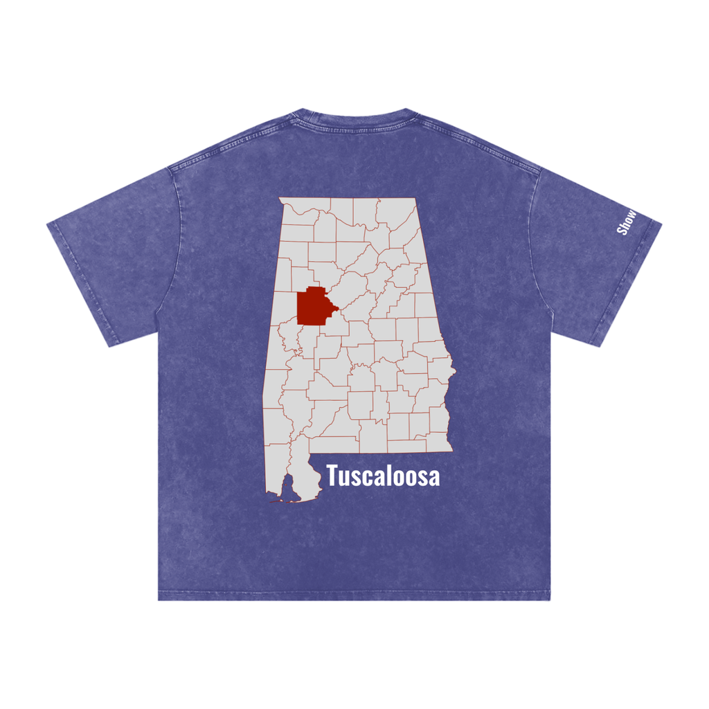 Tuscaloosa On the Map - Snow Washed Oversized Cotton T-Shirt