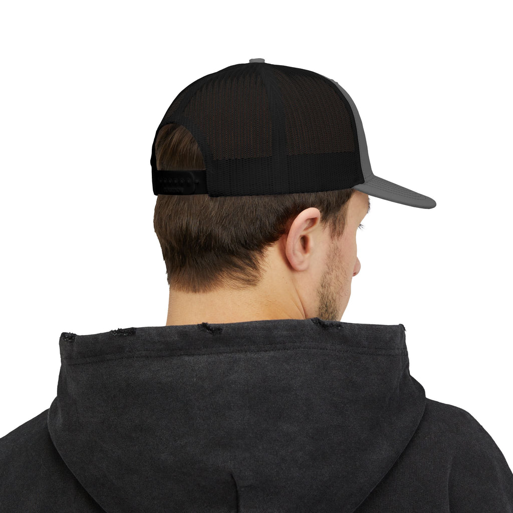 4TH Quarter Co. Embroidered Trucker Cap — White Snapback Mesh Hat