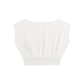 Women’s Boatneck Raw Edge Crop T-Shirt