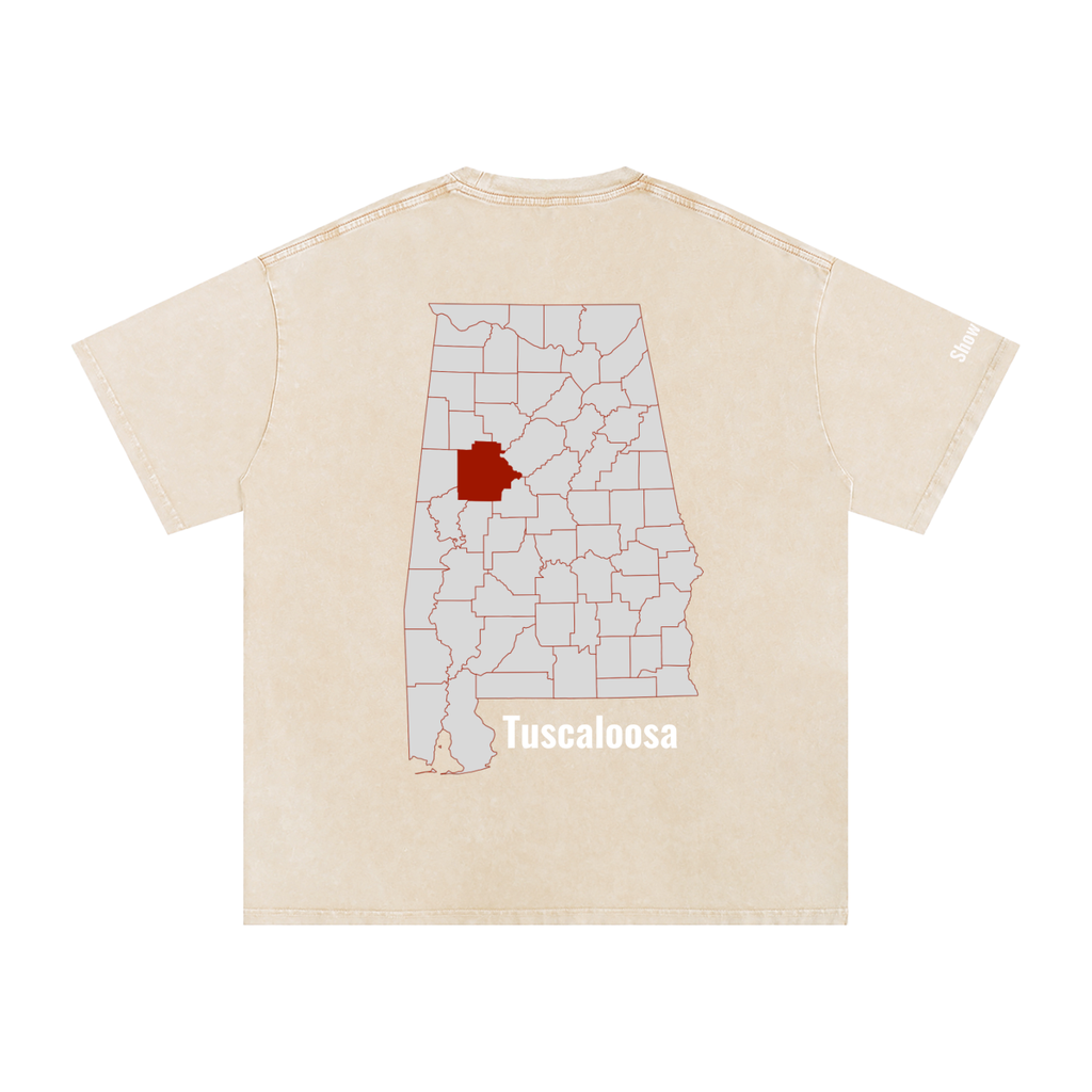 Tuscaloosa On the Map - Snow Washed Oversized Cotton T-Shirt