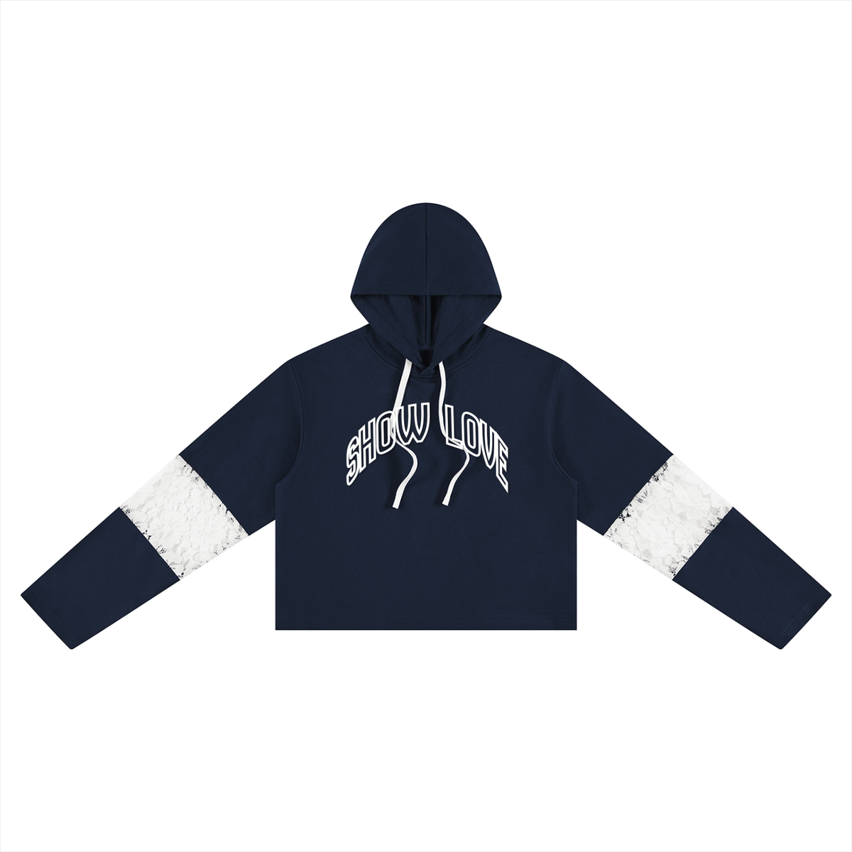 Women’s Cropped Lace-Panel Hoodie