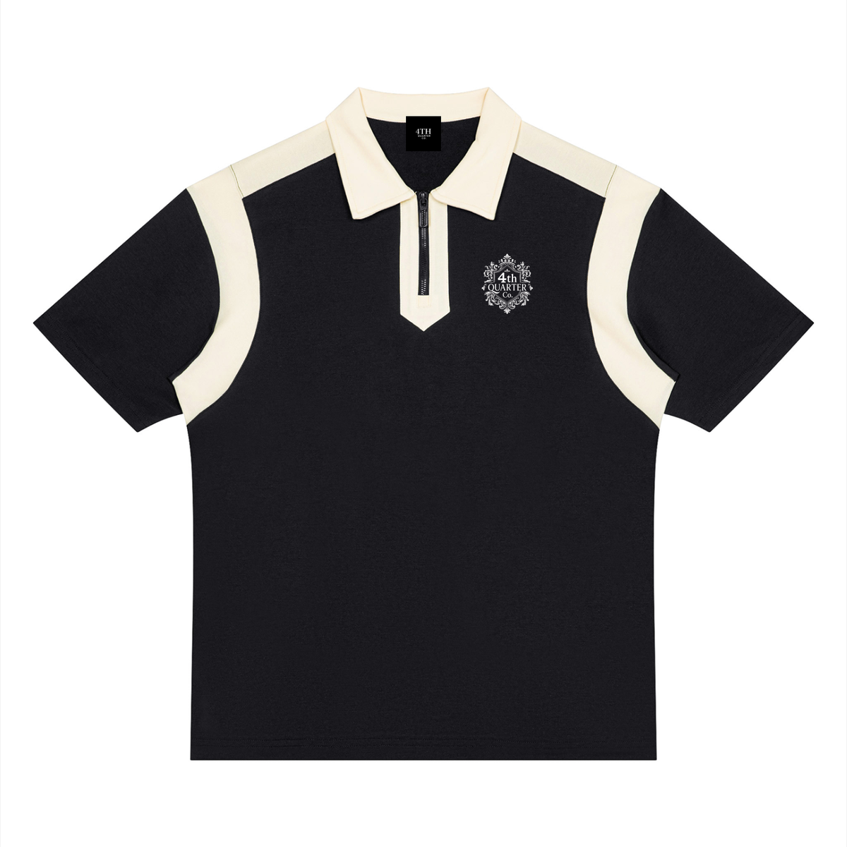 Unisex Color Block Quarter Zip Polo Shirt