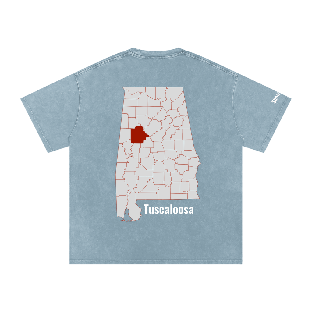 Tuscaloosa On the Map - Snow Washed Oversized Cotton T-Shirt
