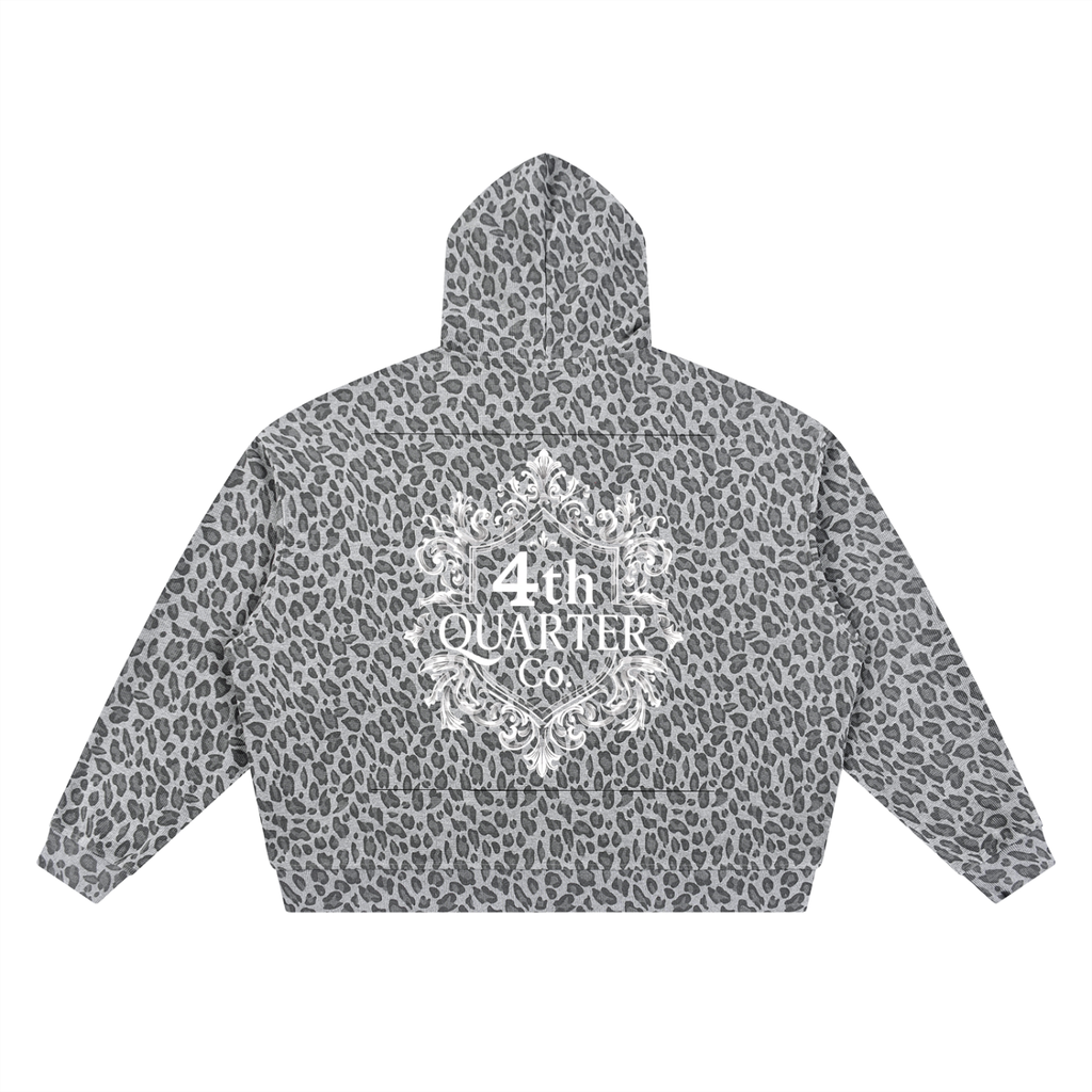Unisex Leopard Print Waffle Full Zip Hoodie