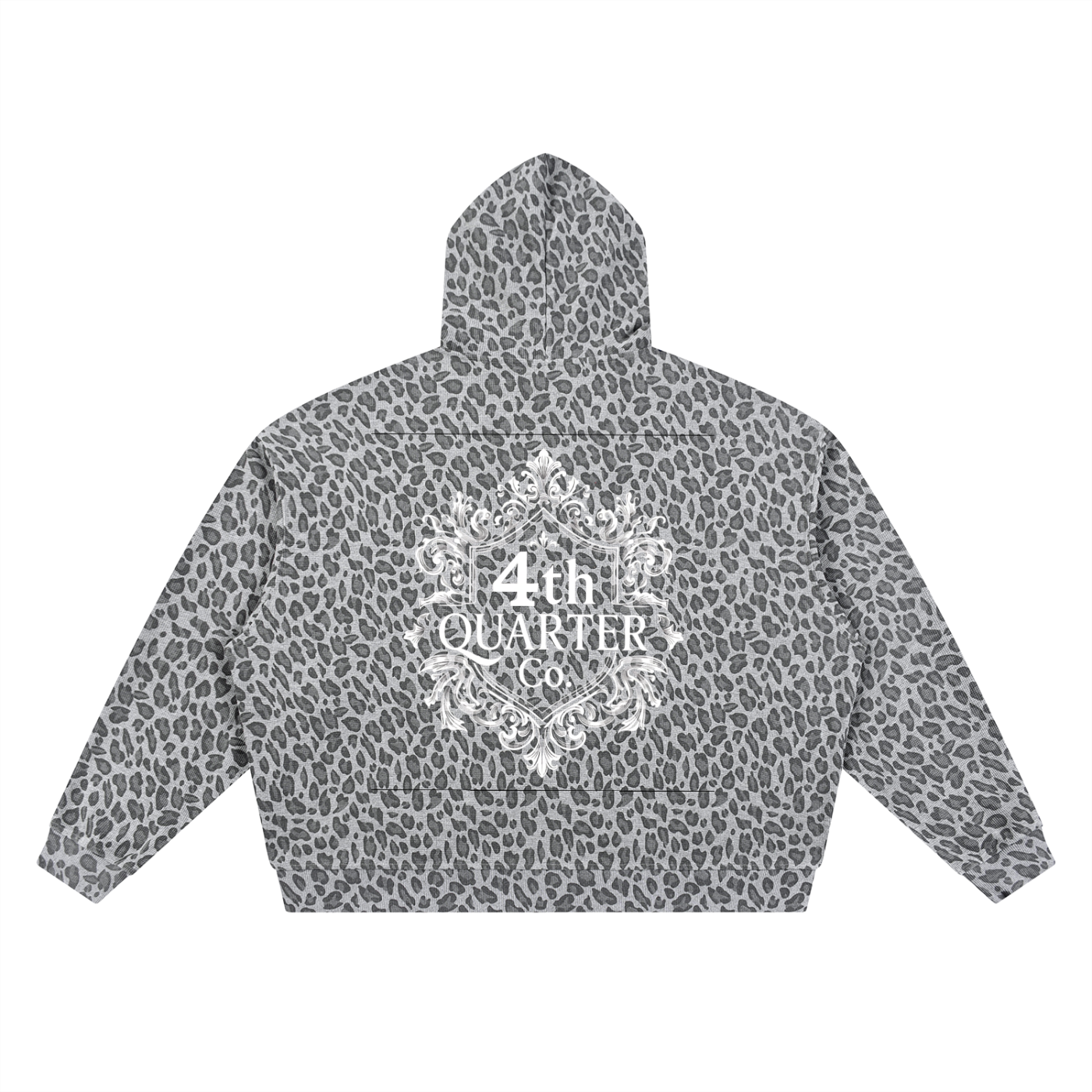 Unisex Leopard Print Waffle Full Zip Hoodie