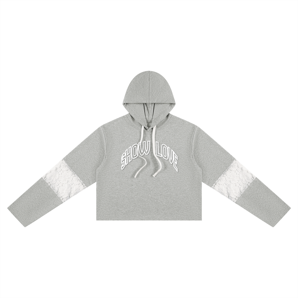 Women’s Cropped Lace-Panel Hoodie