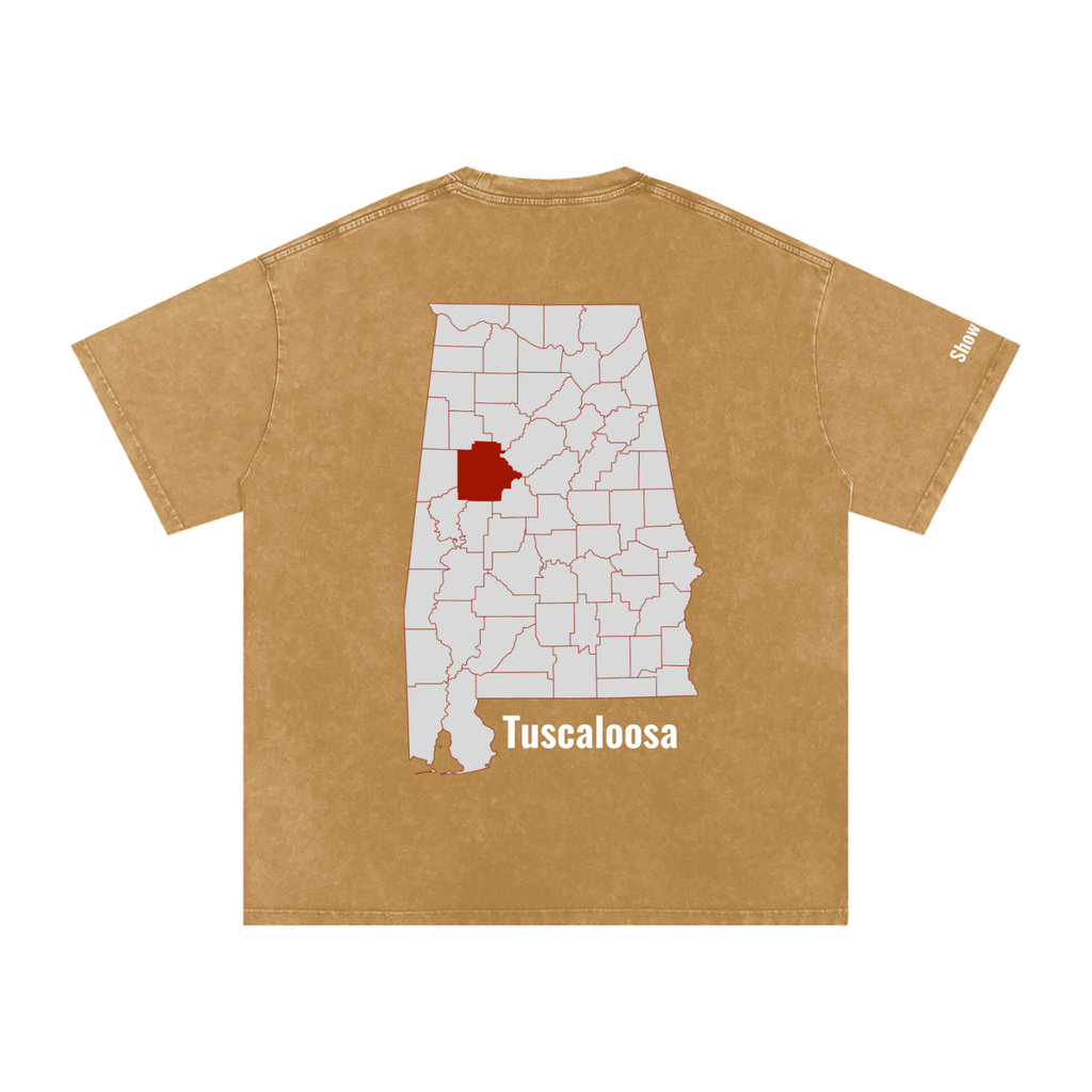 Tuscaloosa On the Map - Snow Washed Oversized Cotton T-Shirt