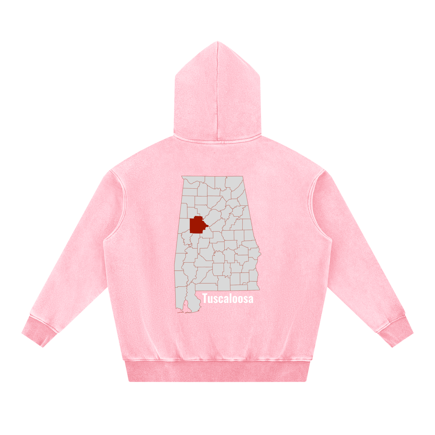 Tuscaloosa on the Map - Snow Wash Fleece Oversize Hoodie