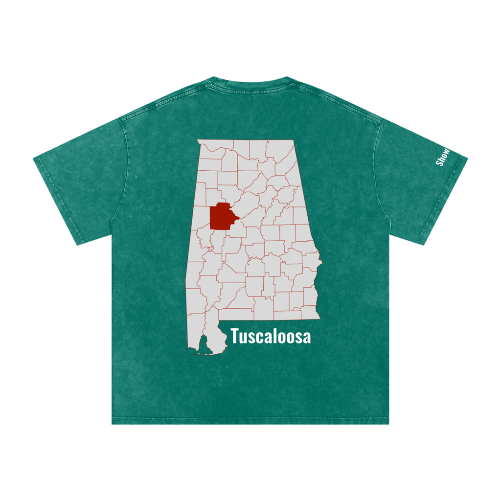 Tuscaloosa On the Map - Snow Washed Oversized Cotton T-Shirt