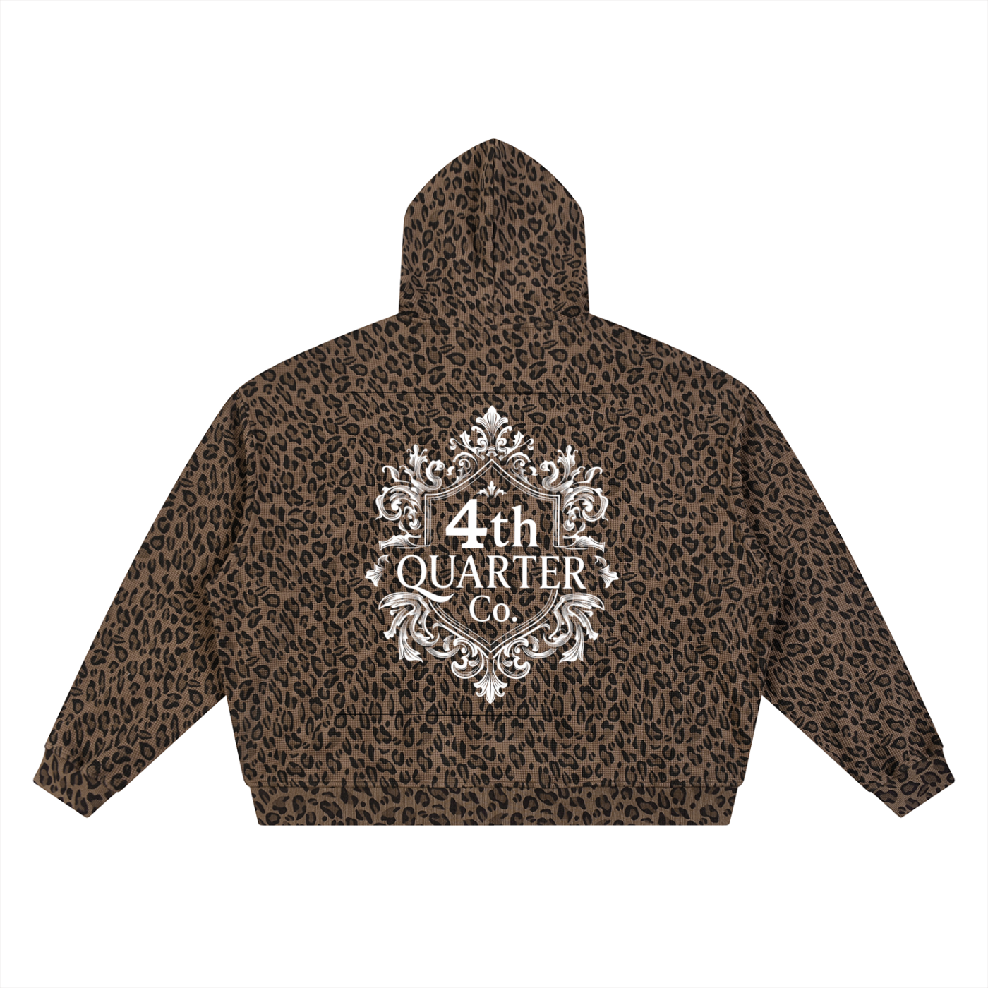 Unisex Leopard Print Waffle Full Zip Hoodie