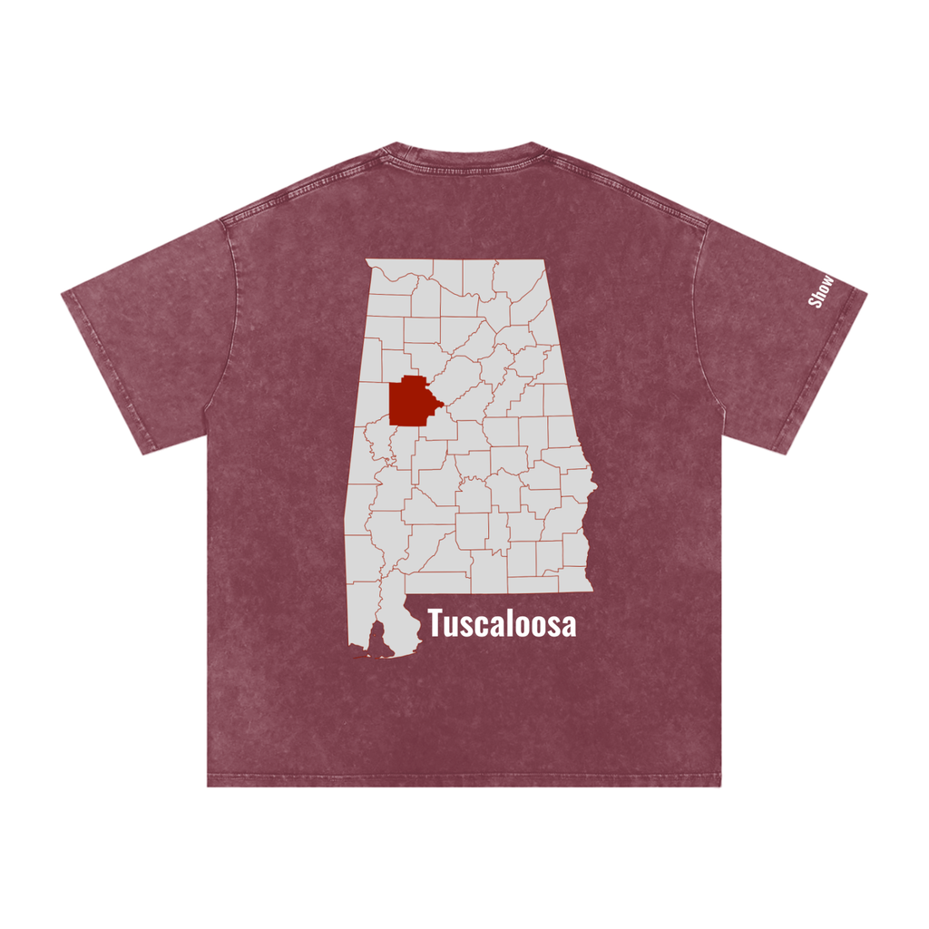 Tuscaloosa On the Map - Snow Washed Oversized Cotton T-Shirt