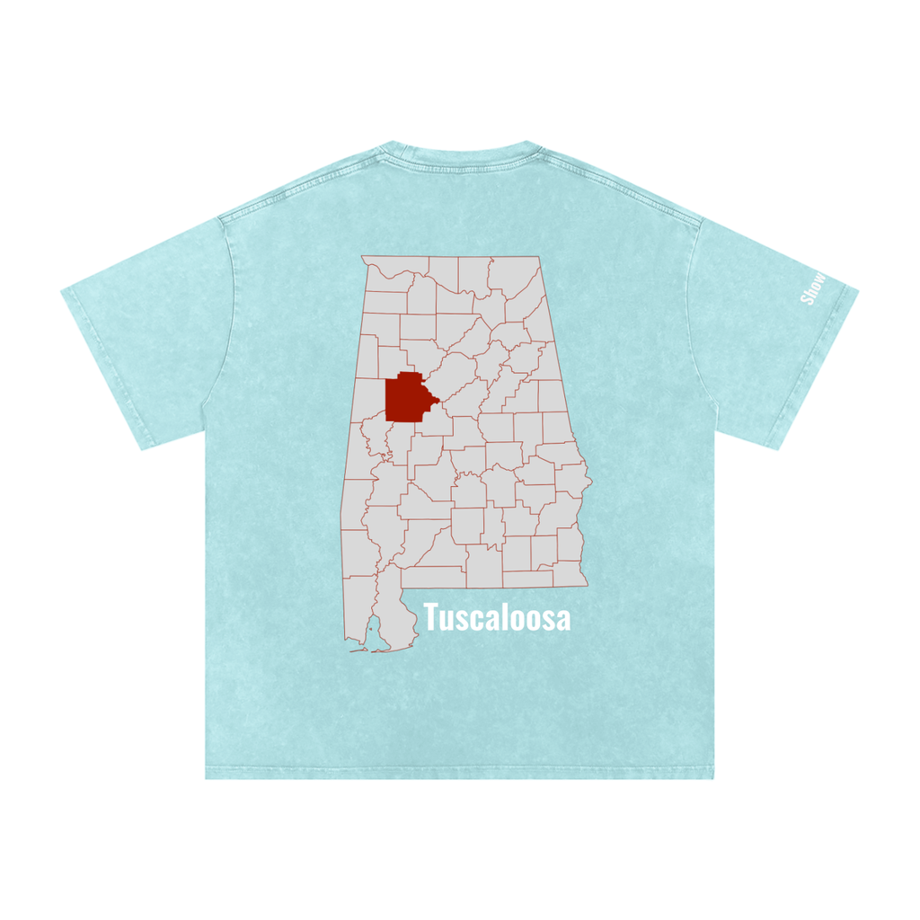 Tuscaloosa On the Map - Snow Washed Oversized Cotton T-Shirt