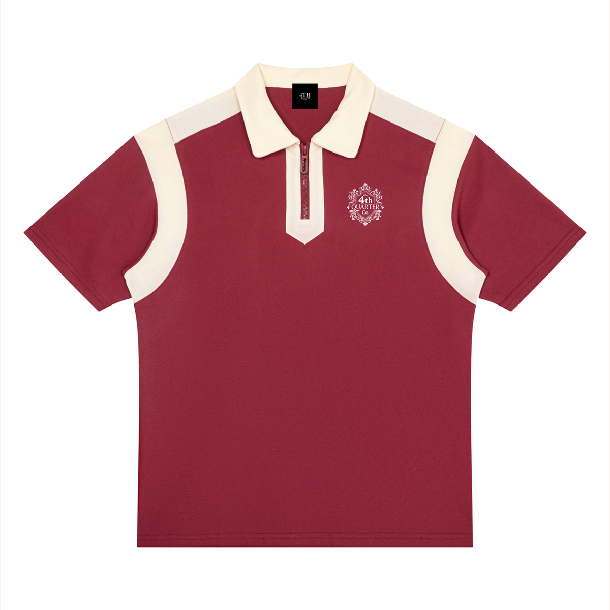 Unisex Color Block Quarter Zip Polo Shirt