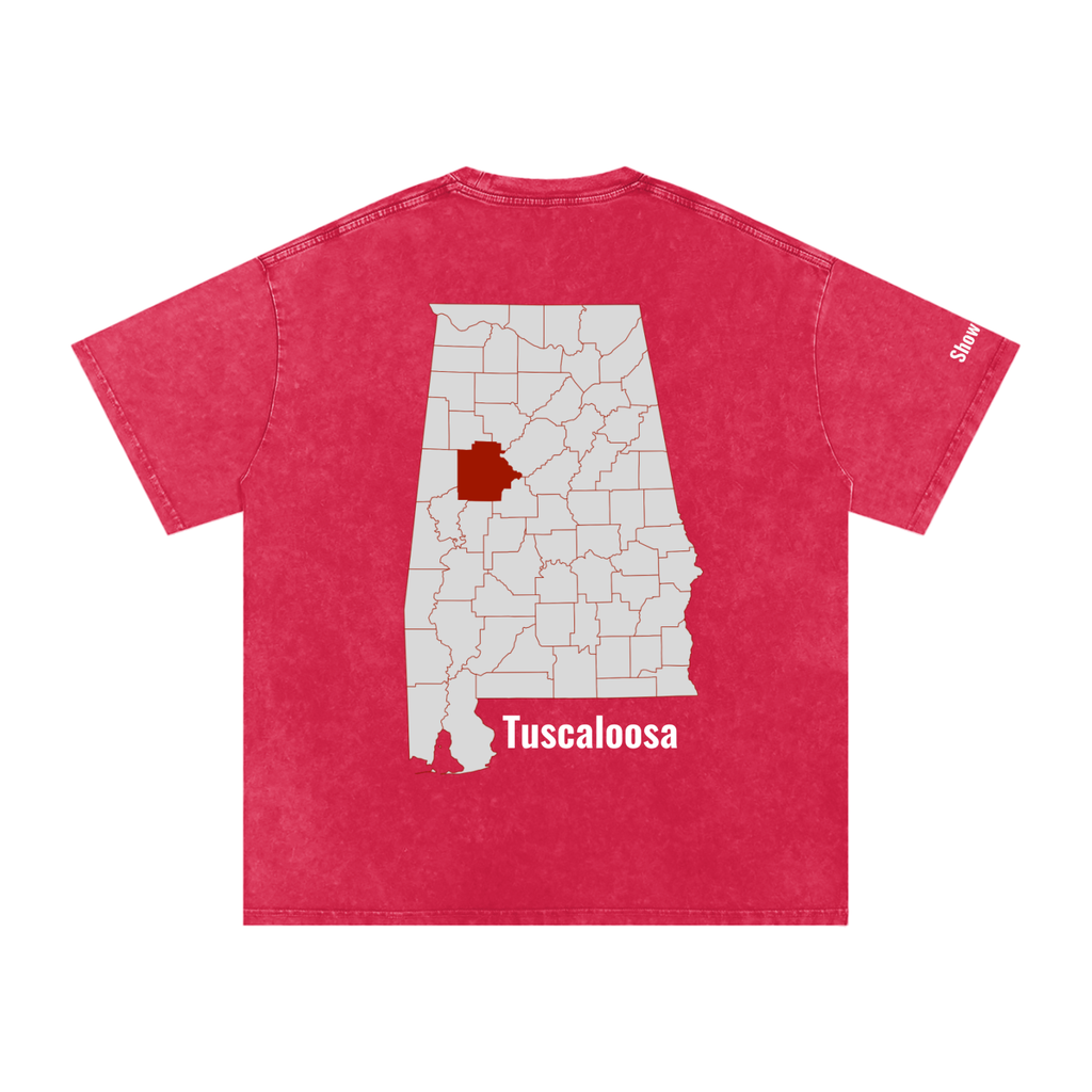 Tuscaloosa On the Map - Snow Washed Oversized Cotton T-Shirt
