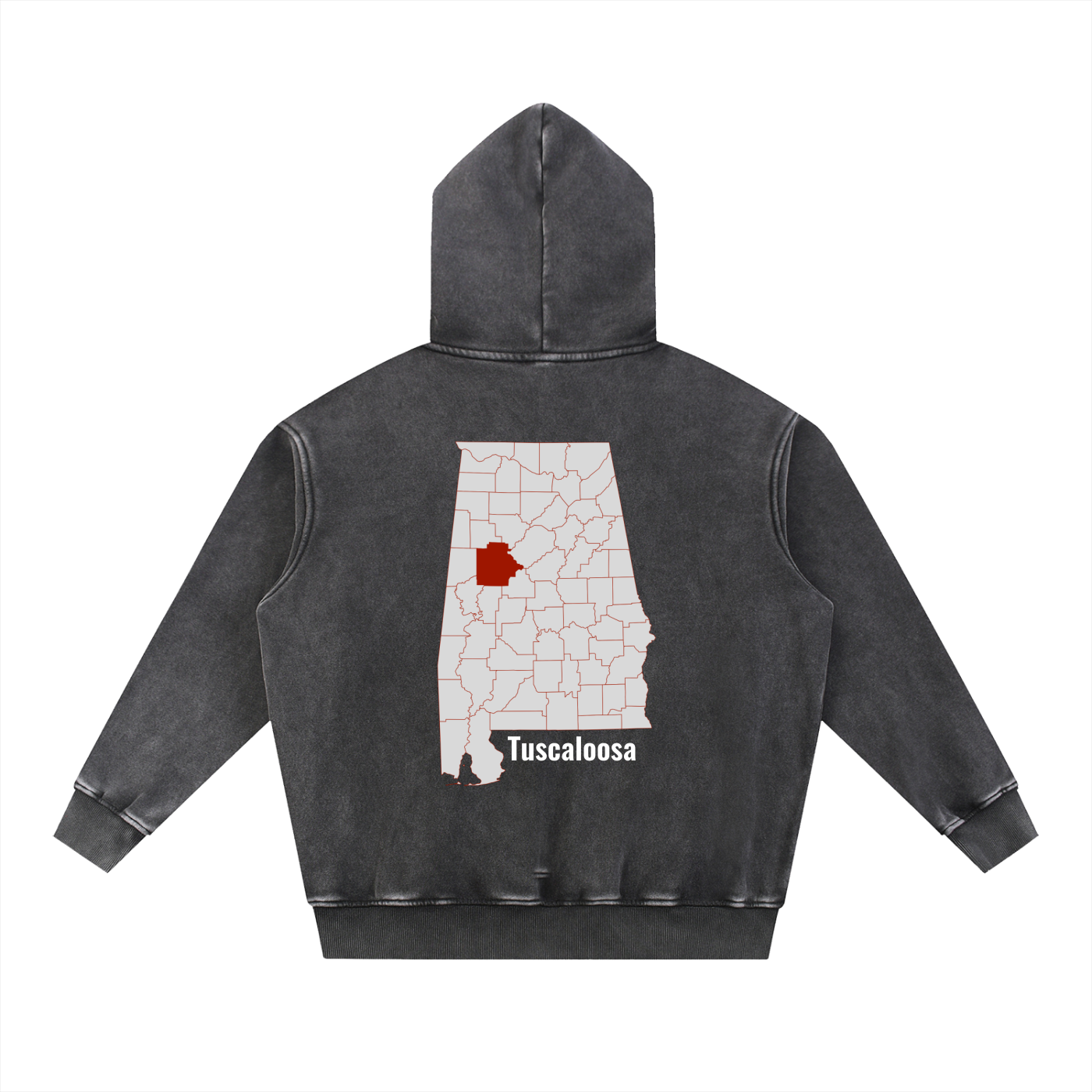 Tuscaloosa on the Map - Snow Wash Fleece Oversize Hoodie