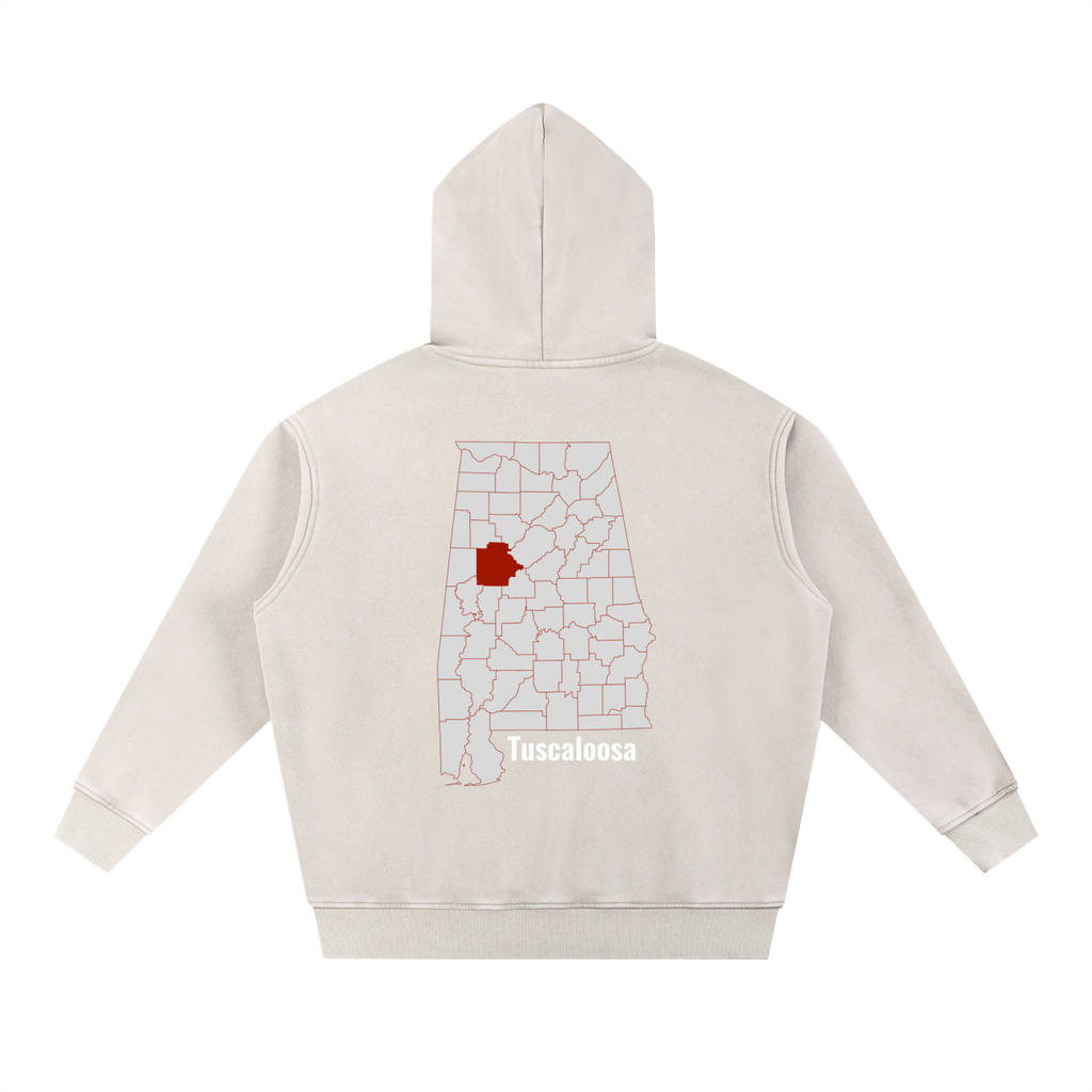 Tuscaloosa on the Map - Snow Wash Fleece Oversize Hoodie
