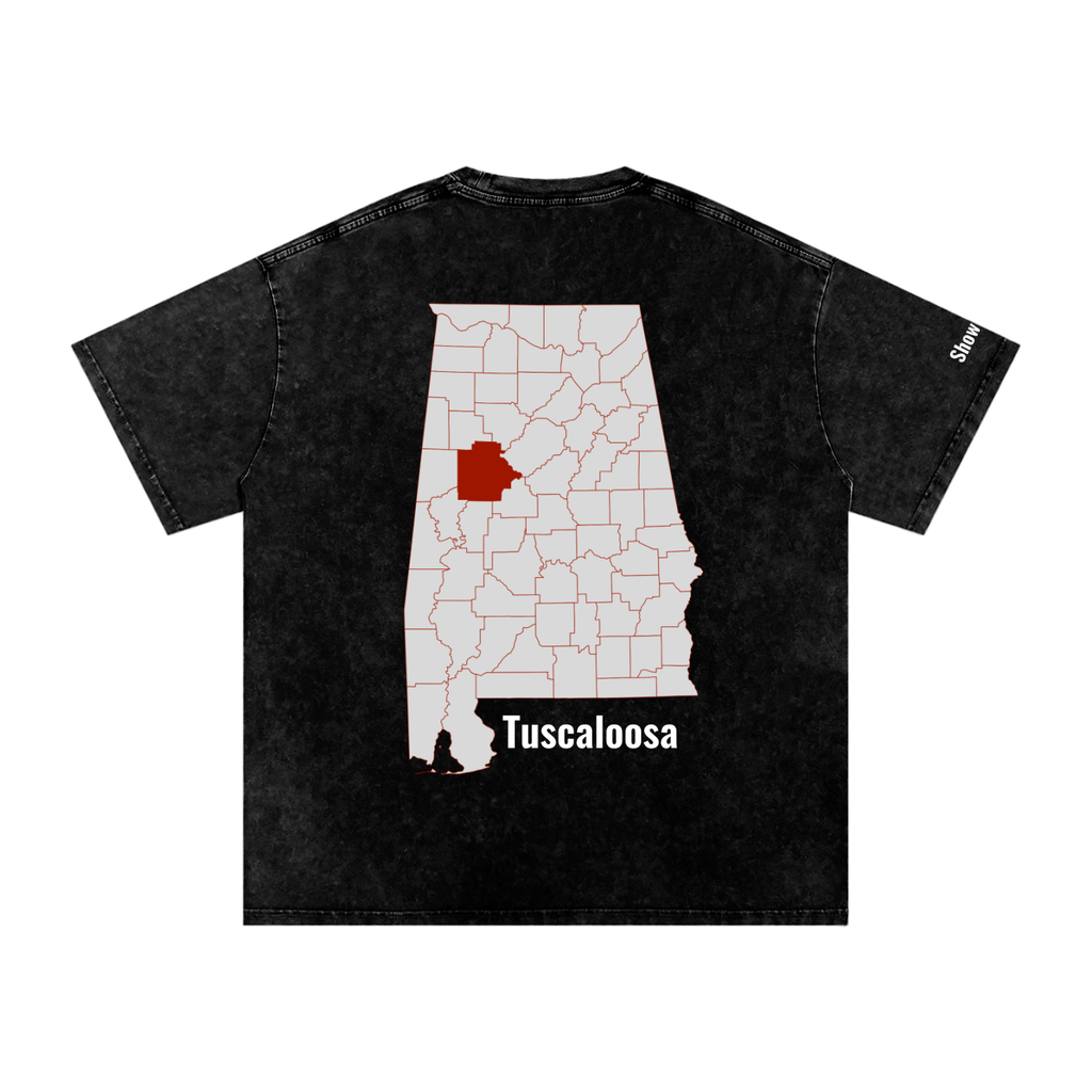 Tuscaloosa On the Map - Snow Washed Oversized Cotton T-Shirt