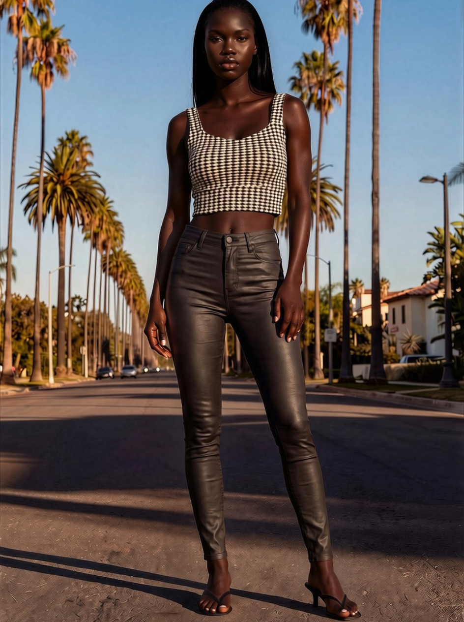 Crisscross Back Houndstooth Tank Top