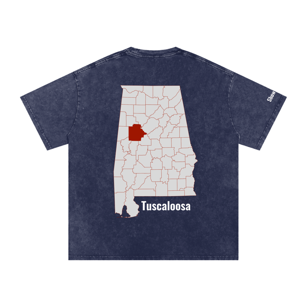 Tuscaloosa On the Map - Snow Washed Oversized Cotton T-Shirt