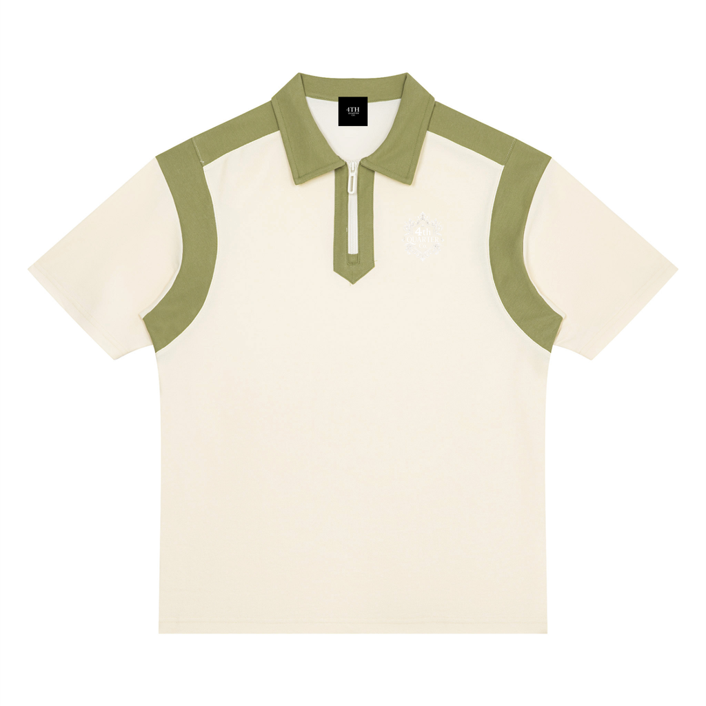Unisex Color Block Quarter Zip Polo Shirt