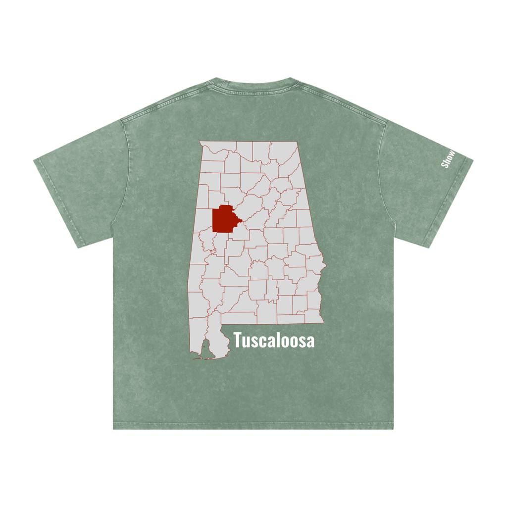Tuscaloosa On the Map - Snow Washed Oversized Cotton T-Shirt