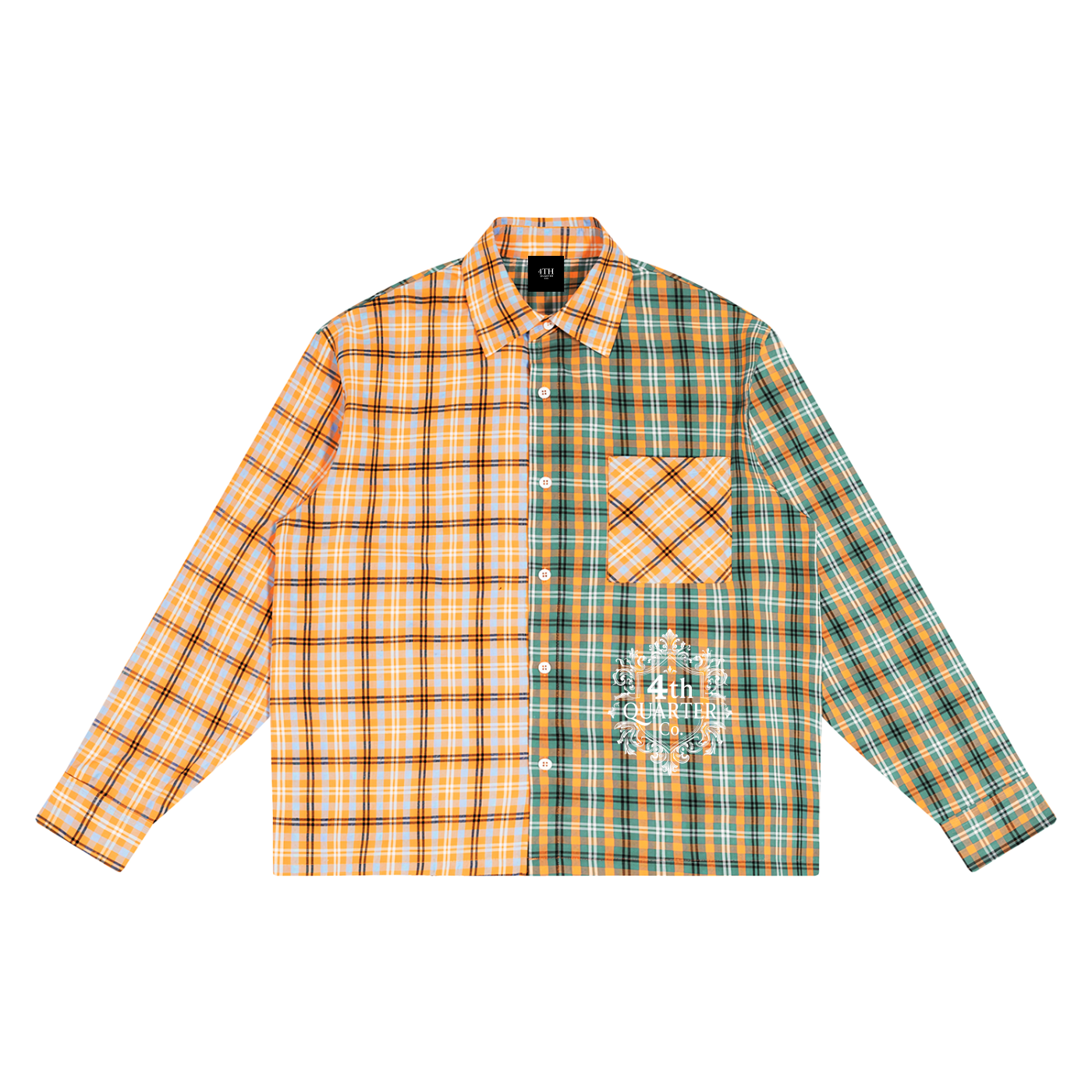 Unisex Oversized Plaid Color Block Shirt