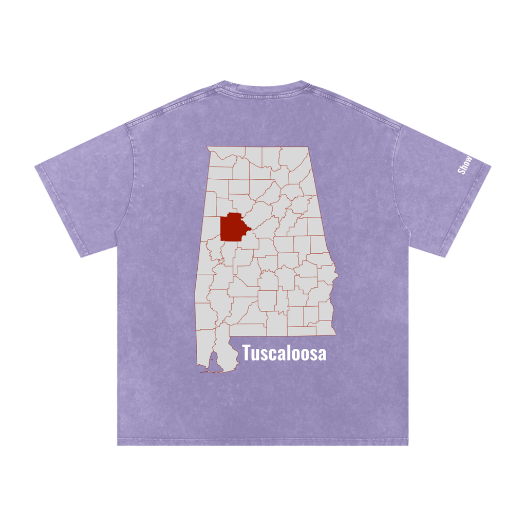 Tuscaloosa On the Map - Snow Washed Oversized Cotton T-Shirt