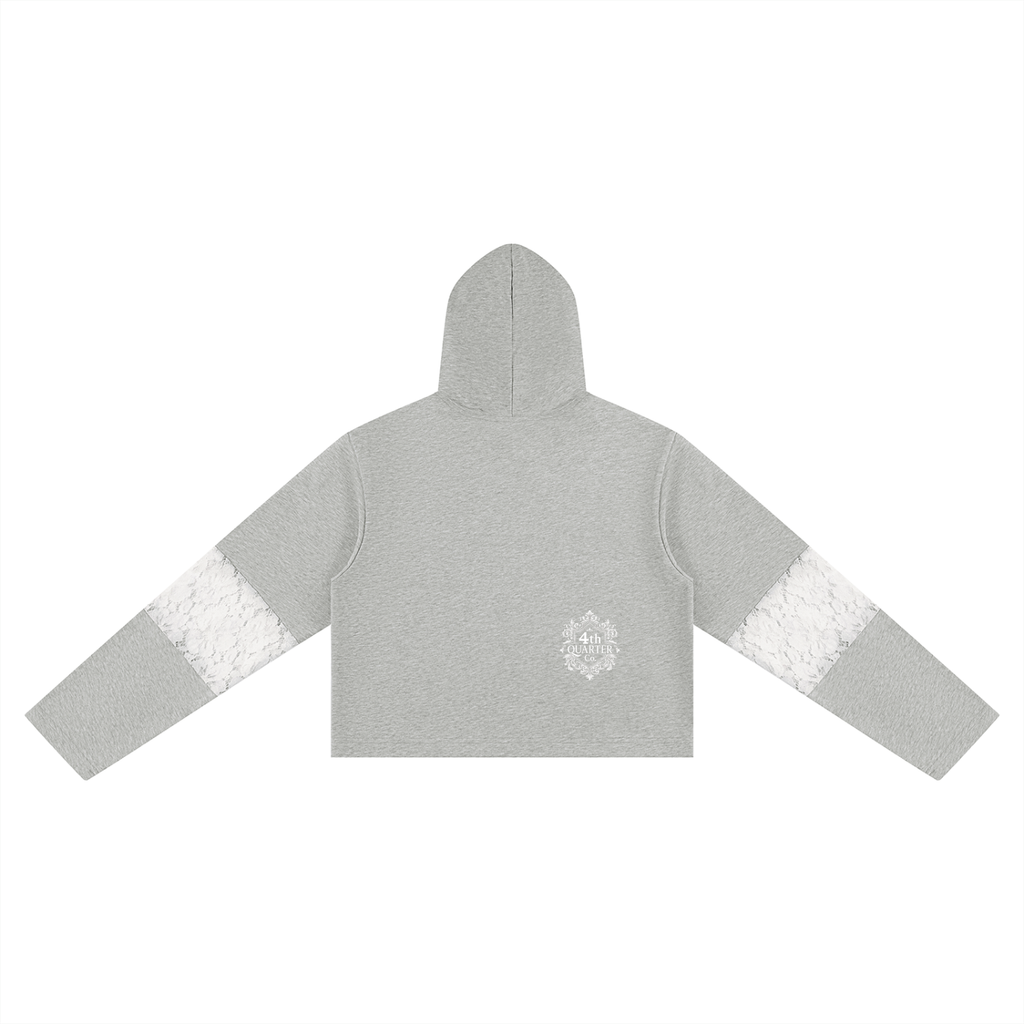Women’s Cropped Lace-Panel Hoodie