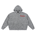 Unisex Leopard Print Waffle Full Zip Hoodie