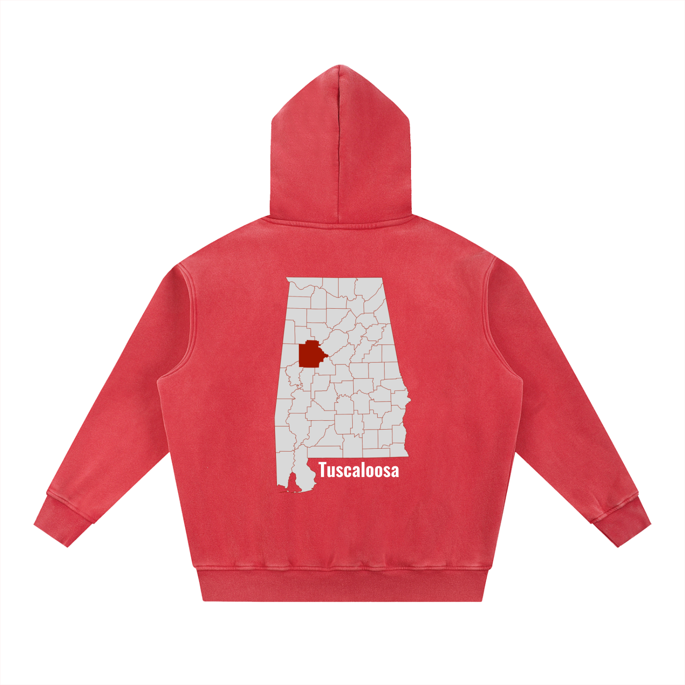 Tuscaloosa on the Map - Snow Wash Fleece Oversize Hoodie