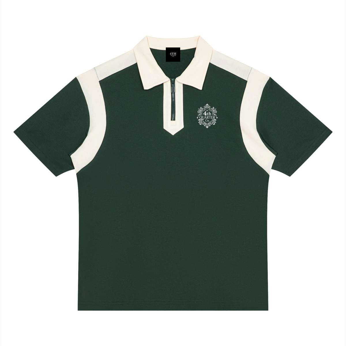 Unisex Color Block Quarter Zip Polo Shirt