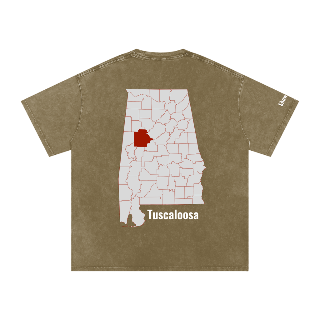 Tuscaloosa On the Map - Snow Washed Oversized Cotton T-Shirt