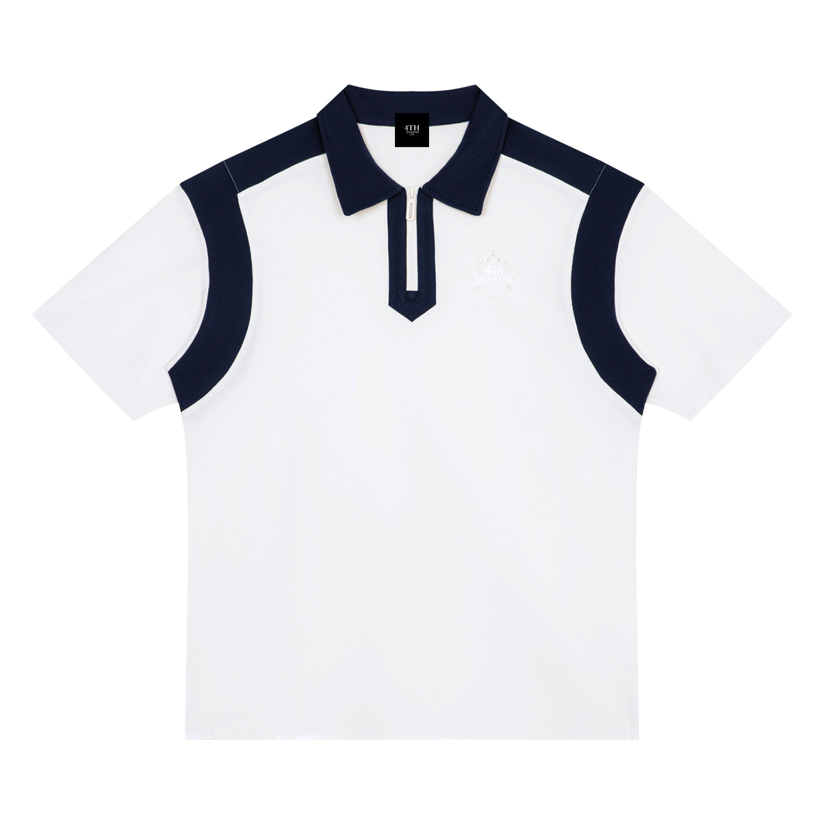 Unisex Color Block Quarter Zip Polo Shirt