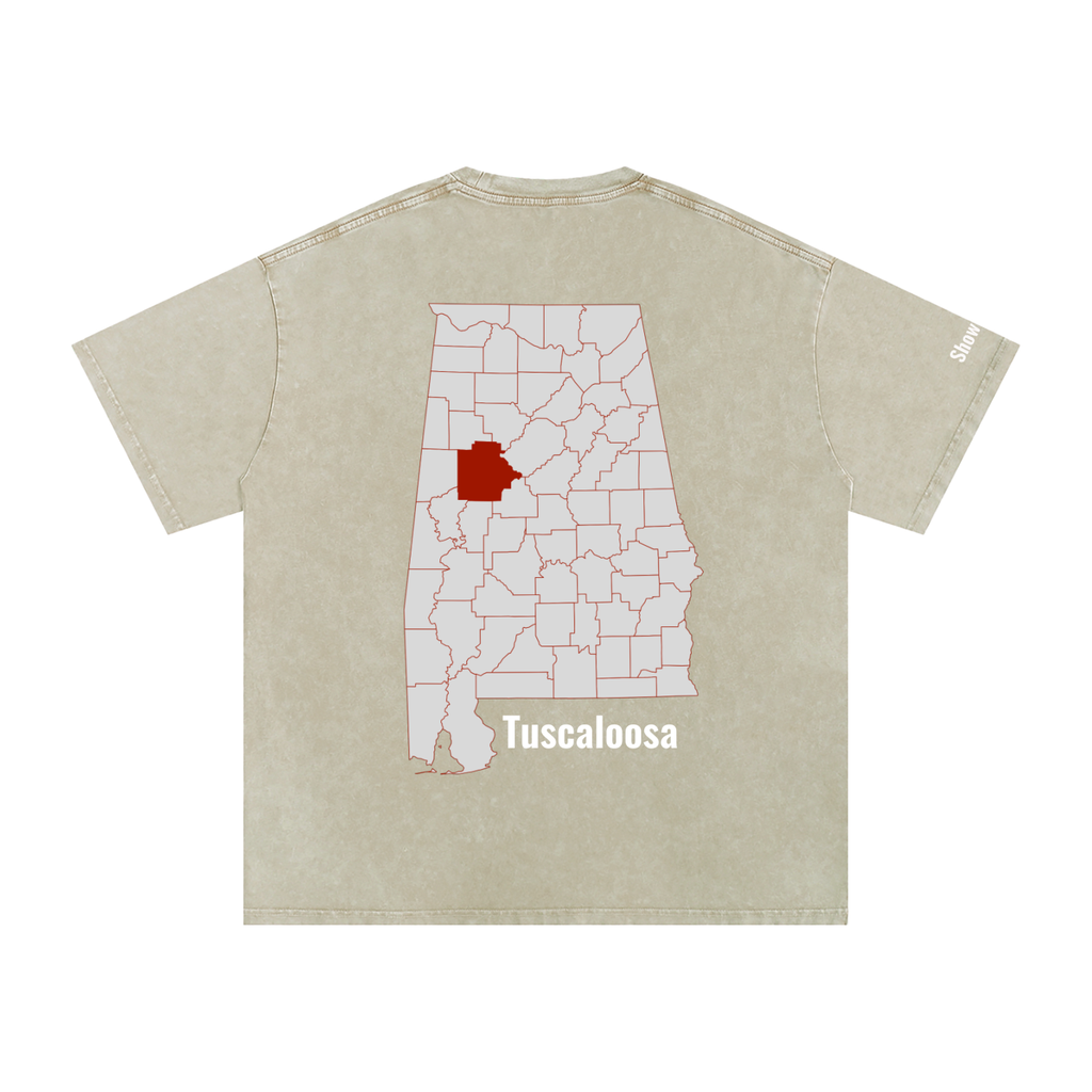 Tuscaloosa On the Map - Snow Washed Oversized Cotton T-Shirt