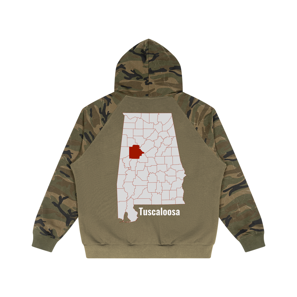 Camo-Splice Raglan Zip Hoodie