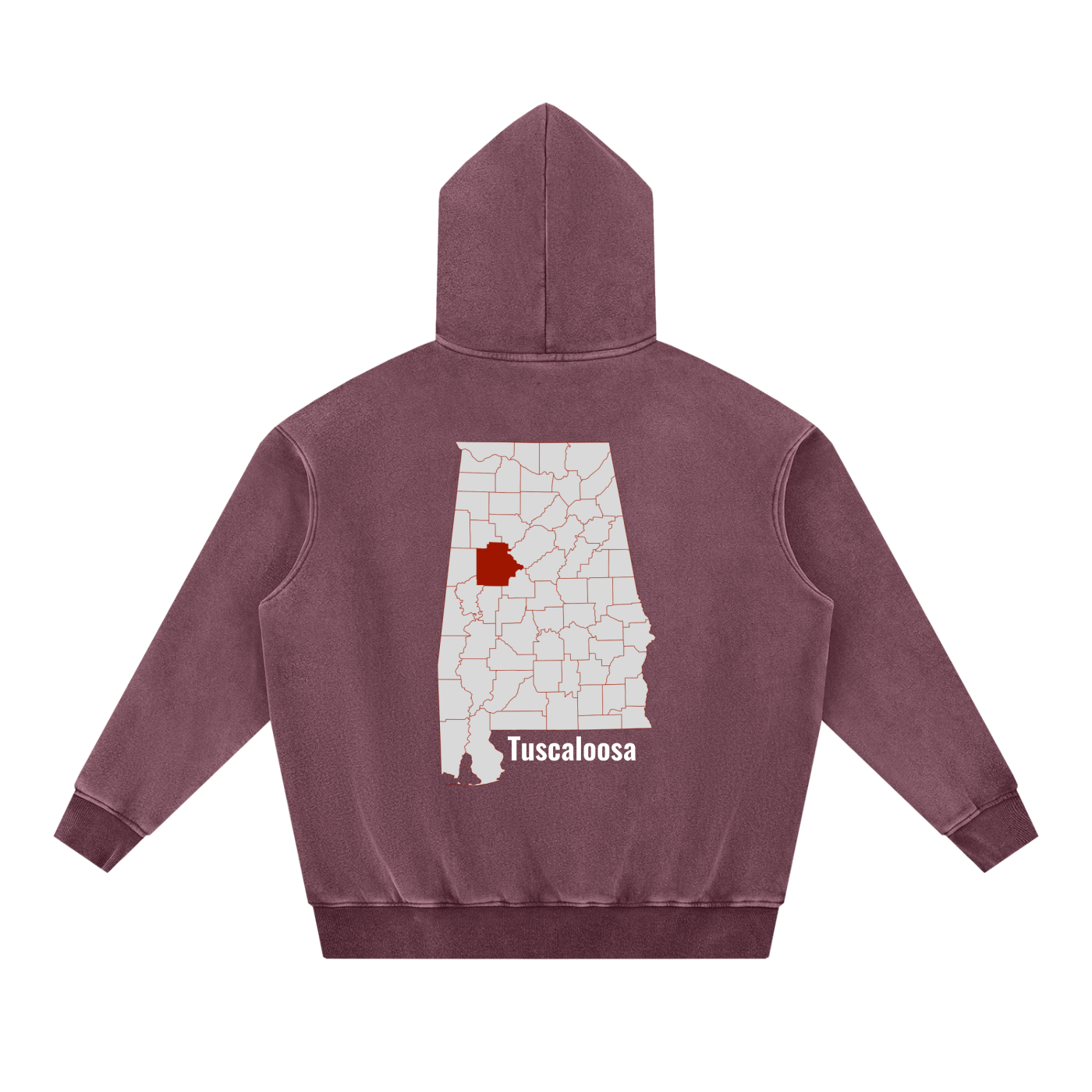 Tuscaloosa on the Map - Snow Wash Fleece Oversize Hoodie