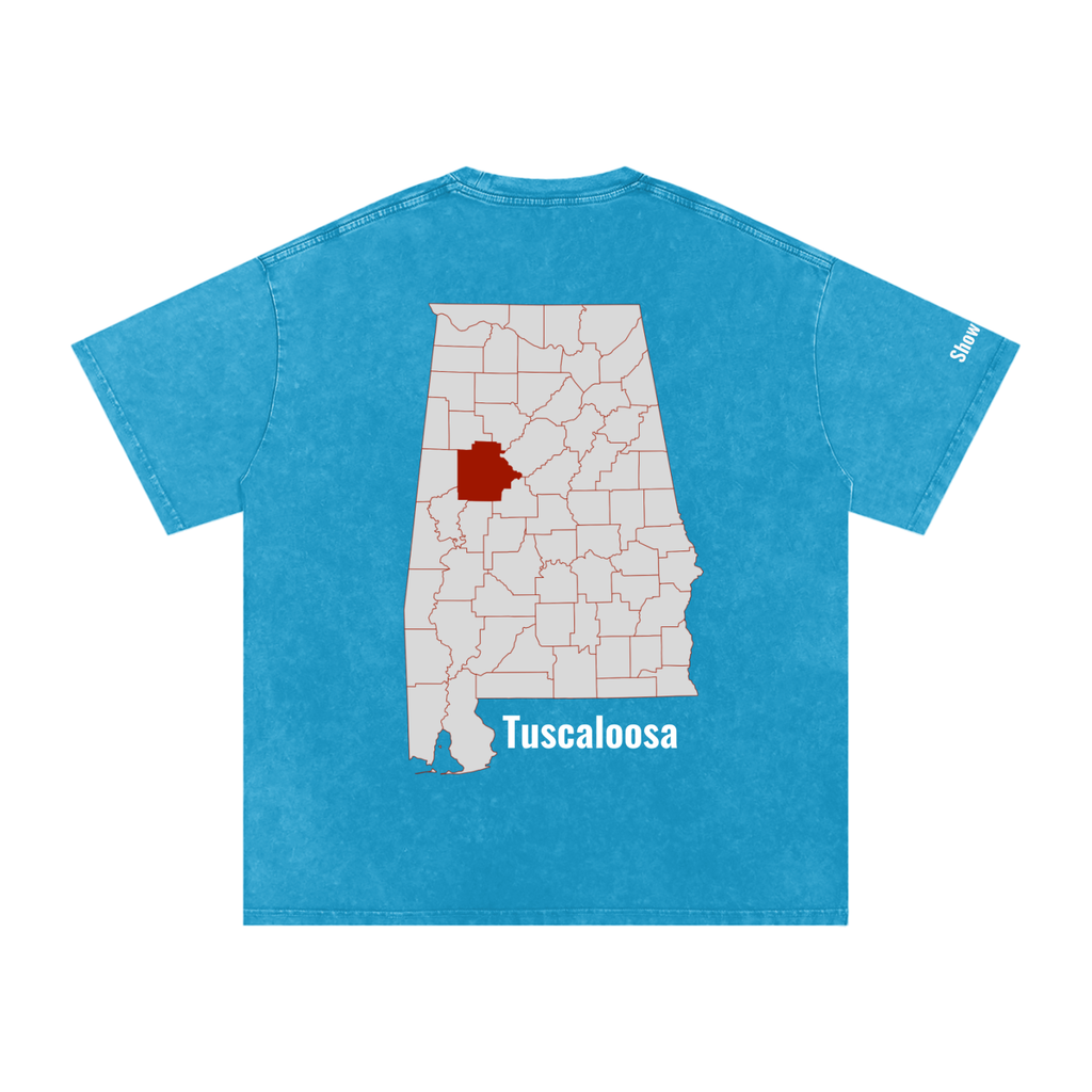 Tuscaloosa On the Map - Snow Washed Oversized Cotton T-Shirt