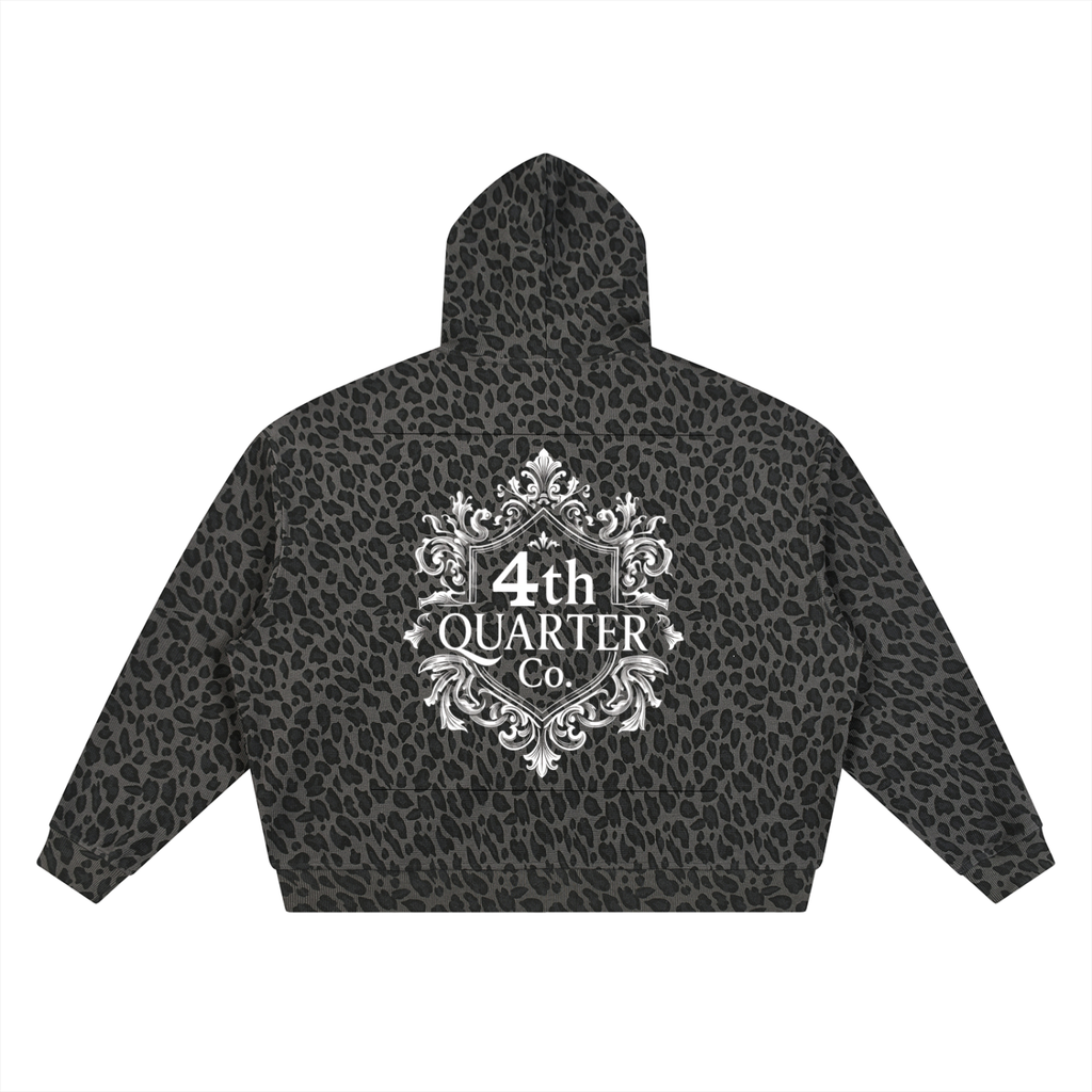 Unisex Leopard Print Waffle Full Zip Hoodie