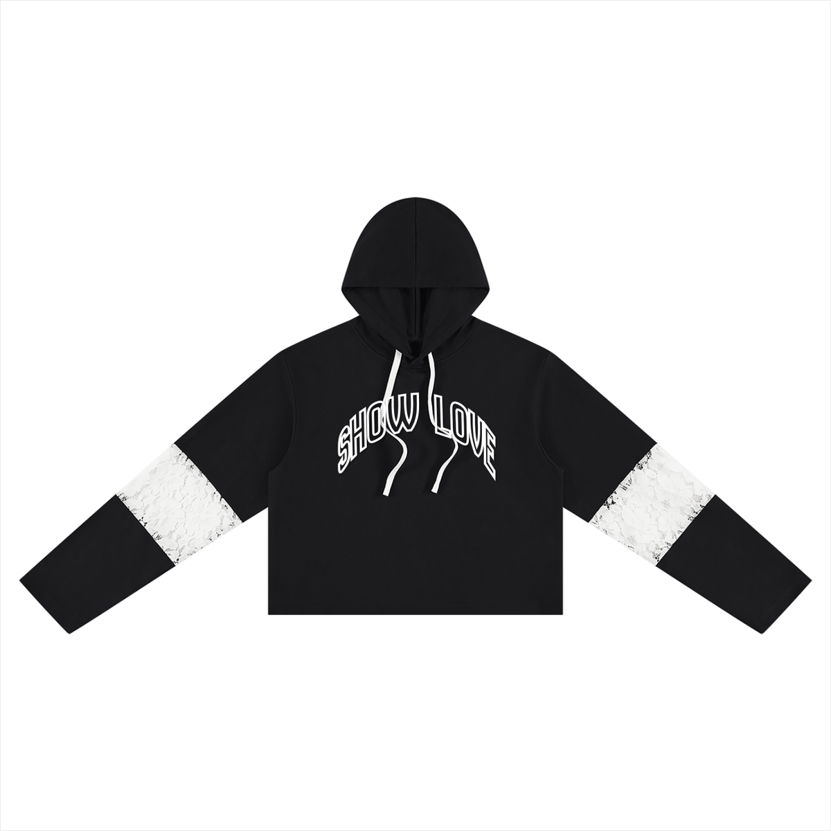 Women’s Cropped Lace-Panel Hoodie