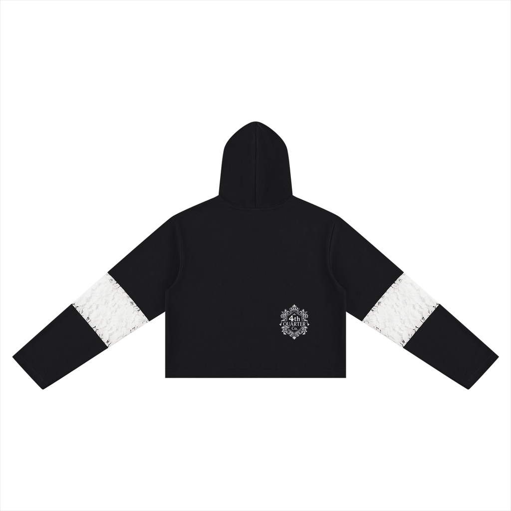 Women’s Cropped Lace-Panel Hoodie