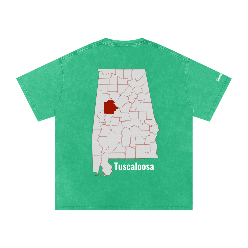 Tuscaloosa On the Map - Snow Washed Oversized Cotton T-Shirt